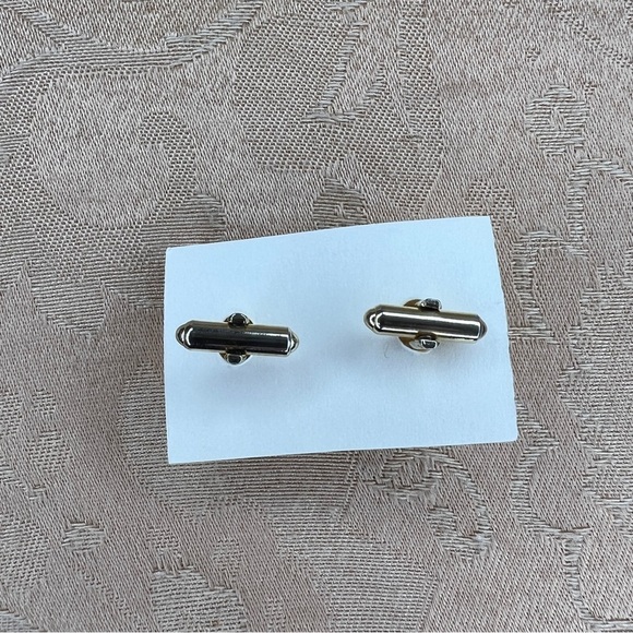 VINTAGE CUFFLINKS BLACK SILVER RHINESTONE ACCENT EVENT FORMAL WEDDING - Picture 5 of 6